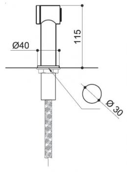 'Handbrause ausziehbar mit Mischventil und Panzerschlauchset 3/8" , 100 % INOX, Hochglanzpoliert